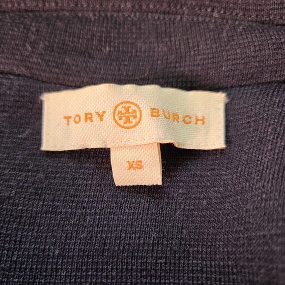 TORY BURCH Navy Wool Fitted Blazer With Red Floral Embroidery. Size XS - Picture 9 of 12